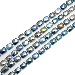 Premium 8 pulgadas hecho a mano facetado rectángulo forma azul piedra lunar cuentas 9X7-11X9MM para la fabricación de joyas lote a granel - Product Image 1