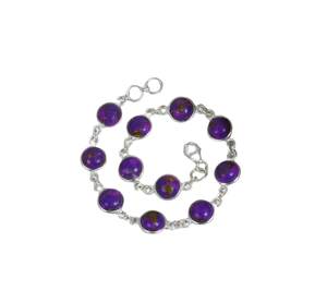 Purple Turquoise Gemstone Gift Solid 925 Sterling Silver Handmade Fine Silver Tennis Bracelet Jewelry Sterling Silver Jewelry - Product Image 1