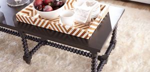 Bandeja Decorativa de Madera con Incrustaciones de Mopa Hecha a Mano, con Patrón Geométrico de Diamantes, Rectangular, para Mesa de Centro o Otomana, con Asas - Product Image 4