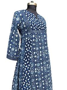 Vestido Kurti Indigo para Mujer, Cómodo, de Algodón, para Fiestas, Largo, Estilo A, Kurti Elegante, Top Étnico para Uso Diario - Product Image 2
