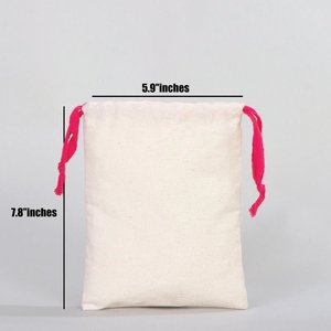 Bolsa de Tela con Cordón Color Fucsia, 6 Ancho x 8 Alto, Logotipo Personalizado, Impresión Serigráfica en Algodón Orgánico, para Empaque y Promociones - Product Image 2