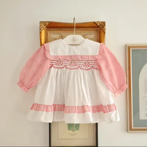 100% Cotton Solid Color Woven Monogram Girls Outfits Short Sleeve Toddler Baby Bubble Romper <b>Set</b> - Product Image 1