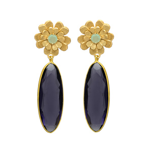 ต่างหูทองเหลืองชุบทองพร้อมอเมทิสต์ - Product Image 1