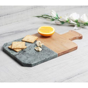 Planche à découper en bois et en marbre gris blocs à découper rectangulaires de grande taille pour ustensiles de cuisine légumes fruits viande planche à découper - Product Image 2