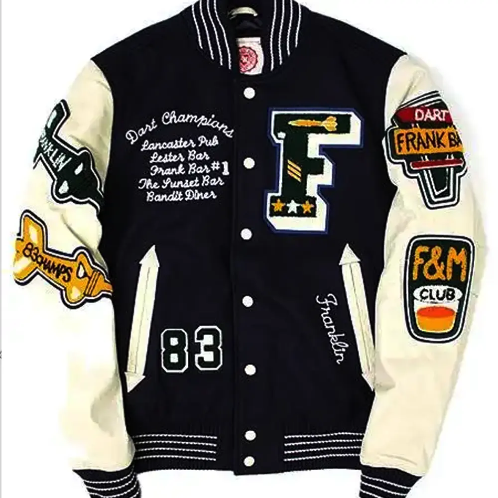 Bombardeiro OEM Jaqueta bordada para homens Logotipo Personalizado Baseball Letterman Jaquetas Homens Vintage Manga De Couro Em Branco Varsity