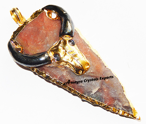 Best Selling Product of 2022 Bull Embossed Electroplated Fancy Jasper Arrowheads Wholesale Supplier From Indian Manufacturer - Product Image 1