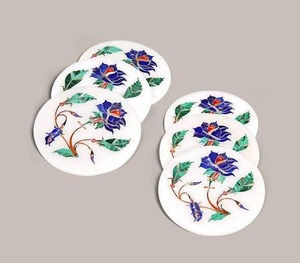 Sous-verres incrustés de marbre de luxe d'excellente qualité pour Tables basses Tables à manger Ensembles de bureaux Quantité en vrac portable - Product Image 5