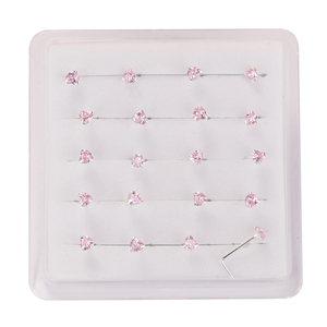 20 pièces 3MM rose coeur CZ nez goujon boule broche L forme broche <span class=keywords><strong>narine</strong></span> os nez <span class=keywords><strong>Piercing</strong></span> bijoux beauté nez <span class=keywords><strong>anneau</strong></span> affichage en gros - Product Image 1