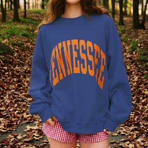 Sweat-shirt en molleton surdimensionné brodé personnalisé pour femmes pull à col rond en coton doux pour l'hiver Streetwear solide - Product Image 4