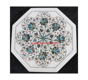 Best Workmanship of Traditional Handmade White <b>Marble</b> Inlay <b>Table</b> <b>Top</b> Octagonal Shape Home Decorative Stone Dining <b>Table</b> <b>Top</b> - Product Image 1