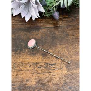Épingle à cheveux en argent sterling en forme de coquillage rose - Pince à cheveux vintage faite à la main pour filles, 5 cm, décoration de cheveux en métal - Product Image 2