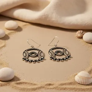 Boucles d'oreilles pendantes rondes vintage pour femmes, argent 925 plaqué or 18 carats, pierre principale perle et diamant, pour cadeaux - Product Image 2