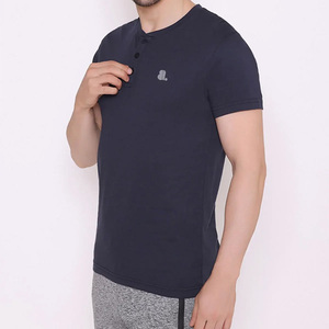 T-shirt Henley à manches courtes Street Wear, 2 ou 3 boutons, logo personnalisé, T-shirt Henley pour homme, manches courtes, T-shirt Henley en coton pour homme - Product Image 3