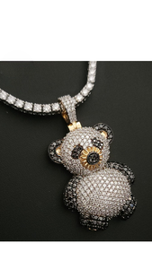 Collar de Plata con Colgante de Oso de Peluche con Diamantes de Imitación VVS, Estilo Hip Hop - Product Image 3