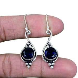 925 solide en argent Sterling fait à la main pierres précieuses améthyste Spinner boucles d'oreilles solides filles balancent meilleure qualité boucles d'oreilles en argent pour les femmes - Product Image 1