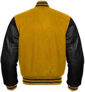 Chaqueta universitaria Letterman de alta calidad para hombre, ropa de invierno con cuerpo de lana y mangas de cuero genuino, cuello levantado, elegante - Product Image 2