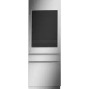 Réfrigérateur encastrable de 30 pouces avec porte en verre, capacité de 10,61 pieds cubes Machine à glaçons électrique simple avec tiroir inférieur convertible et grande capacité - Product Image 1