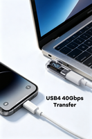Adaptor Hub USB C 140W 40Gbps dengan Layar LED Digital, Pengisian Cepat 8K, Konverter Audio/Video, Konektor Transparan untuk Ponsel