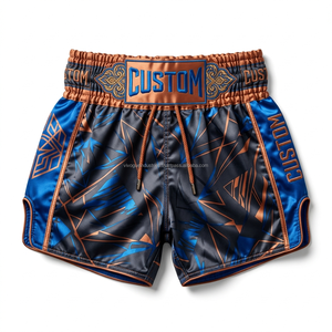 กางเกงขาสั้นออกกำลังกายแบบแห้งเร็ว ระบายอากาศได้ดี ผลิตจากโพลีเอสเตอร์/คอตตอน สำหรับกีฬา MMA ยิวยิตสู ซานด้า มวยไทย มวยสากล สไตล์ลำลอง พร้อมโลโก้ด้านหน้าแบบใหม่ - Product Image 1