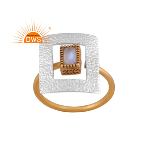 แหวนทองคำ18K ประดับดวงจันทร์สีรุ้งธรรมชาติงานดีไซน์ใหม่ล่าสุดทำด้วยมือแหวนวางซ้อนกันได้เครื่องประดับชั้นดีสำหรับเป็นของขวัญสำหรับผู้หญิง - Product Image 1