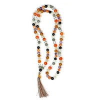 Jap Mala de méditation et de guérison hindoue, 108 perles en quartz cristal avec agate gravée Rudraksha, style amour, décoration d'intérieur