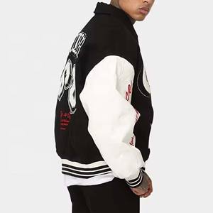 Personalizado de los hombres de peso pesado de invierno Stand Collar Varsity chaqueta transpirable cremallera cuero Chenille bordado nueva lona interior - Product Image 2