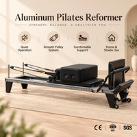 Reformer Pilates Aluminium Putih Hitam Profesional Studio, Portabel, Dapat Disesuaikan dengan Logo dan Warna, Laris Manis