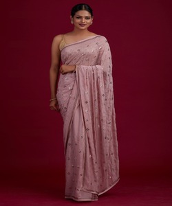 Saree muy hermoso desgaste de fiesta mujer desgaste Sari con pieza de blusa adultos indios India y Pakistán limpieza en seco, soporte de lavado a máquina alfanumero - Product Image 6