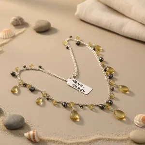 Collier pour femme en argent 925 avec perles d'ambre en forme de goutte d'eau, style bohème, à porter tous les jours - Product Image 3