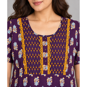 Camisón Largo de Algodón con Estampado Floral para Mujer, Ropa de Dormir Suave con Estampado Jaipuri de Evolove X Baghban - Product Image 6