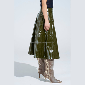 Mini jupe en cuir pour femmes avec ceinture, élégante, taille haute, jupe en cuir pour femmes - Product Image 2