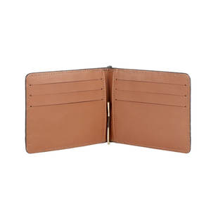 Portefeuille court décontracté à deux volets en cuir véritable de haute qualité pour hommes avec motif de logo personnalisé à accès ouvert - Product Image 2