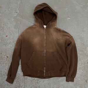 เสื้อฮู้ดผ้าฟลีซปักลายมีฮู้ดผ้าคอตตอนออร์แกนิกผ้าฟลีซแบบวินเทจสามารถซักด้วยกรดซักด้วยหินได้ไซส์ใหญ่ซีดลงแดด - Product Image 3