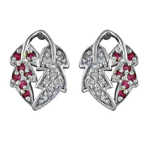 Boucles d'oreilles clous vintage en argent plaqué or avec accents de rubis, diamants et perles pour fêtes, fiançailles et occasions religieuses, bijoux en alliage - Product Image 1
