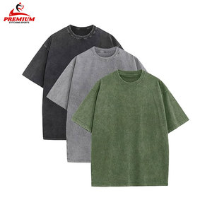 T-shirts brodés personnalisés pour hommes T-shirt en coton délavé à l'acide Impression bouffante surdimensionnée T-shirt vintage très détendu - Product Image 6