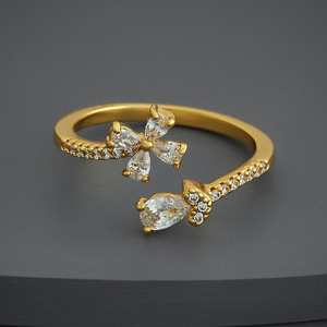 Bague tendance plaquée or 18 carats 186747 – Bijou hip-hop élégant incrusté pour les soirées - Product Image 5