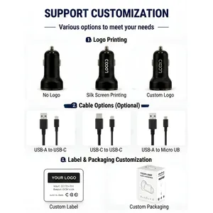 Adaptateur chargeur de voiture double USB à faible MOQ avec logo sérigraphié gratuit, convertisseur 12V 24V vers 5V 2.4A par port pour camions, bus, fourgonnettes et véhicules de flotte - Product Image 2