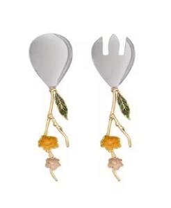 Juego de servidor de ensalada de alta calidad con mango de acrílico blanco Chapado en níquel plateado hecho a mano de acero inoxidable - Product Image 3