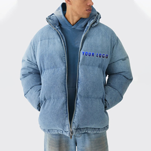 Chaqueta Vaquera Acolchada de Algodón con Logotipo Bordado Personalizado OEM/ODM para Hombre, Ropa Casual de Invierno, Chaqueta Acolchada Gruesa para Hombre - Product Image 4