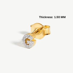 Pendientes de Botón con Inicial en Oro de 18 Quilates, Circonita, Letra G Personalizada, Estilo Clásico y Moderno, Accesorio Certificado por Terceros para Mujer - Product Image 3