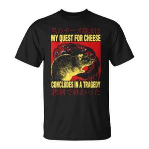 Camiseta Vintage Japonesa My Quest For Cheese Rat, Manga Corta, Unisex, Cuello Redondo, Impresión Serigráfica, Promocional para Adultos - Product Image 1