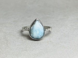 Vente en gros Larimar Bague en argent larme pierre naturelle Larimar Bague en argent faite à la main minimaliste solide 925 Bague en argent sterling - Product Image 2