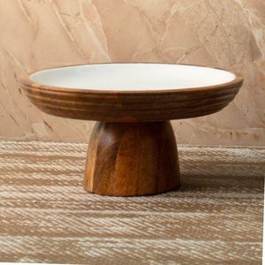 Encantador Soporte redondo de madera para pasteles con elegancia artesanal para bodas rústicas, vitrinas de panadería o estilo de cocina - Product Image 1