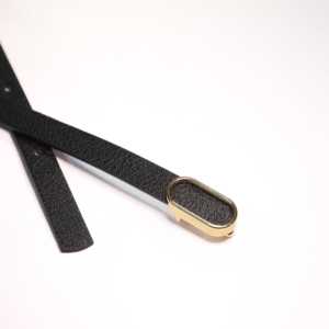 Ceinture fine de style décontracté avec boucle ovale dorée importée, fabriquée en alliage - Product Image 2