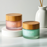 Pot cosmétique portable en bambou, format voyage, emballage écologique en verre pour soins de la peau, mini-récipient rechargeable, logo personnalisé