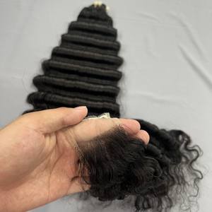 SPARK Venta al por mayor Extensiones de cabello de onda profunda, 10A Paquetes de cabello Remy virgen peruano, 100% Extensión de cabello real para mujeres negras - Product Image 2