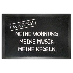 Paillasson au design moderne avec la citation « My Music My Rules », personnalisable, pour intérieur et extérieur - Product Image 1