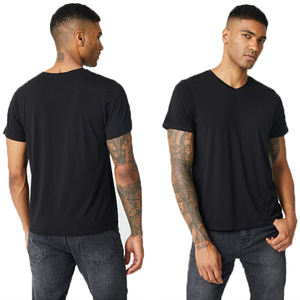 Camiseta de Algodón con Cuello en V Personalizada para Hombre, Fabricantes de Ropa Masculina al por Mayor, Camiseta de Alta Calidad de Algodón y Elastano para Hombre - Product Image 2