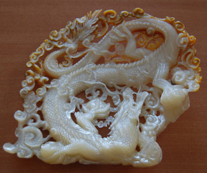 Mère de perle envie d'art dragon Bijoux SEASHELL Sculpture Art avec Dragon Serpent Poli Shell Technique - Product Image 2