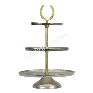 Platos Redondos Decorativos para Servir Alimentos, Bandejas de Metal Seguras para Contacto con Alimentos, Soporte de 3 Niveles para Pasteles, Cupcakes y Postres, Hecho a Mano - Product Image 2